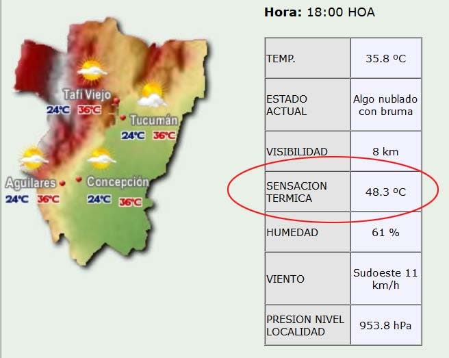 sensacion termica hoy