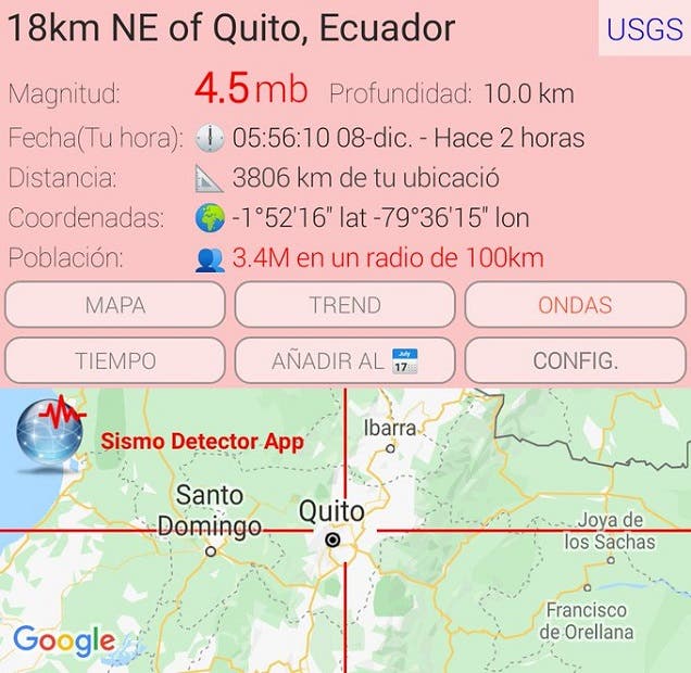Temblor de 4,23 interrumpe el sueño en capital de Ecuador