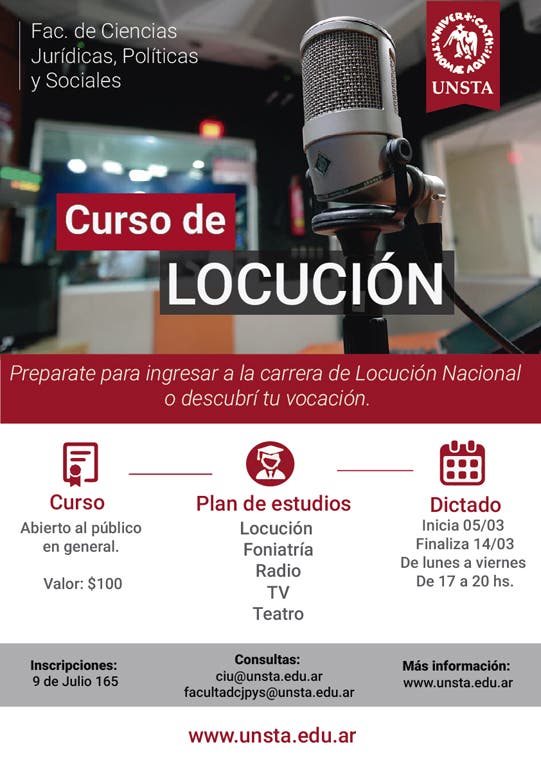 Curso de ingreso para la carrera de Locución Nacional en la UNSTA |  Contexto Tucuman